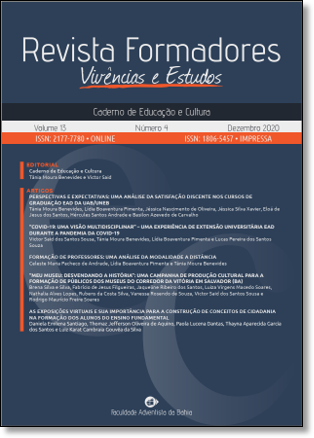 					Visualizar v. 13 n. 4 (2020): Revista Formadores - Caderno de Educação e Cultura
				