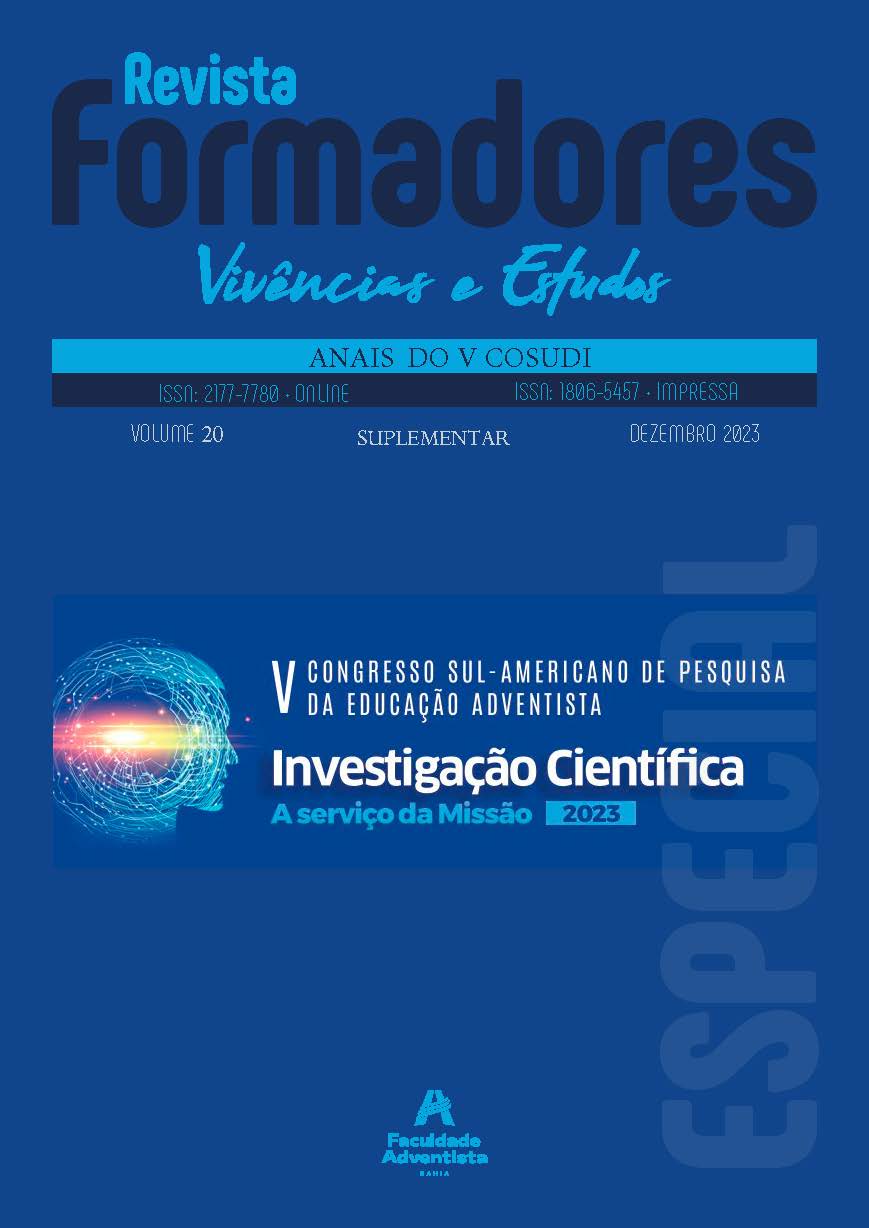 					Visualizar v. 20 n. Suplementar (2023): ANAIS - V Congresso Sul-Americano de Pesquisa na Educação Adventista (COSUDI)
				